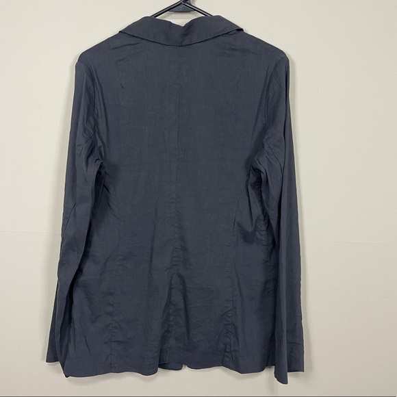 Eileen Fisher gray stretchy linen blazer 8 - Picture 8 of 10